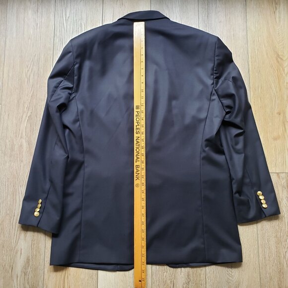 Mens Ralph Lauren Navy Blue Wool Suit Jacket size XL with 2 Gold Button Front - Picture 6 of 14